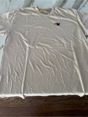 Aviator Nation Off-White Short Sleeve Tee with Small Rainbow 'N' Logo